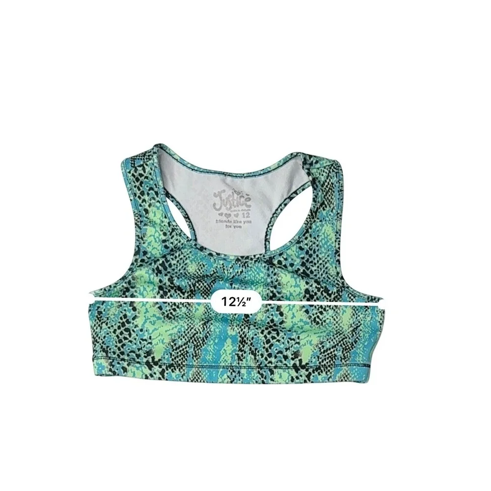 Justice Girls Sports Bra Green Snake Print 12 Animal Print‎
